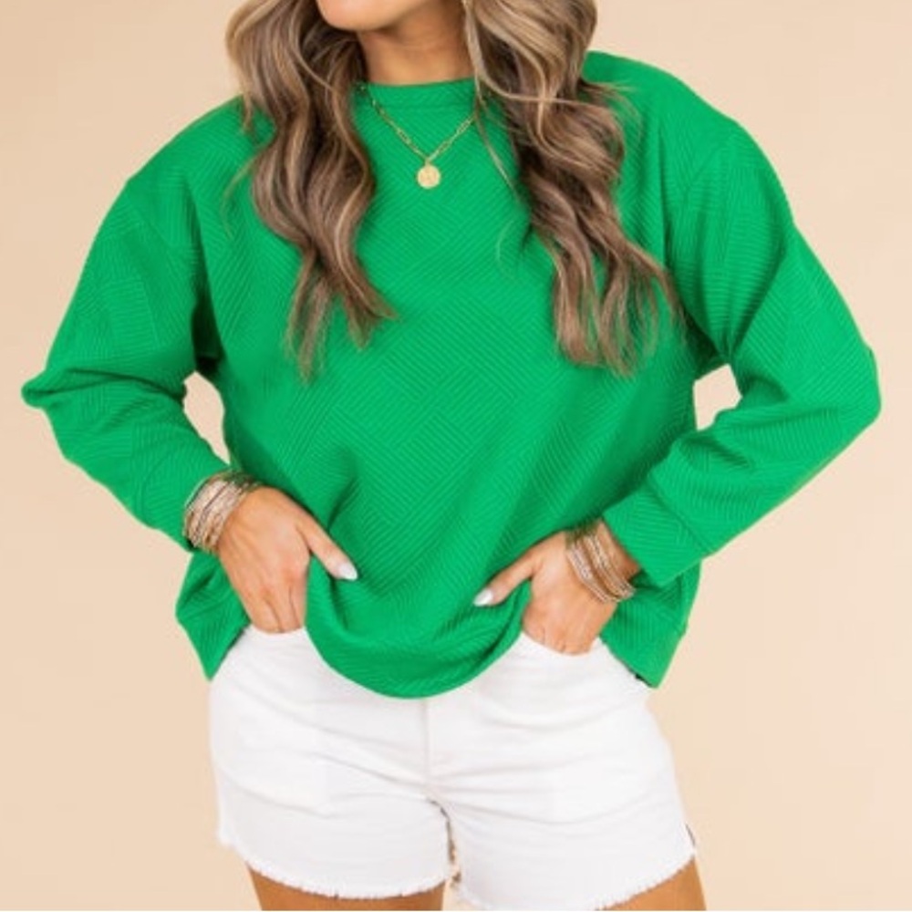 See And Be Seen Green Textured Top - Small
